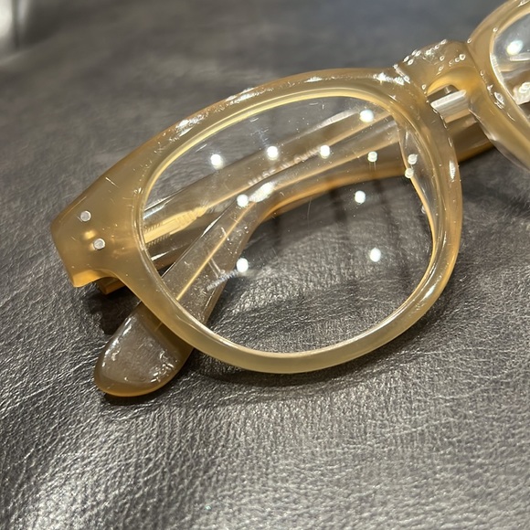 Madewell Horn Rimmed Glasses - Clear Lenses Soft Cat Eye Taupe Caramel Tan Brown - Picture 2 of 6